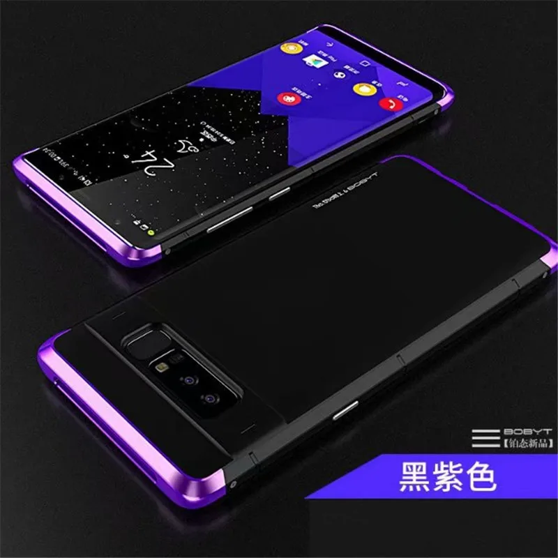 Ultra Slim Алюминий кадров чехол+ PC Для мужчин металл случаи мобильного телефона для samsung Galaxy S8 S9 Плюс/Примечание 8 Алюминий металлический чехол - Цвет: black purple