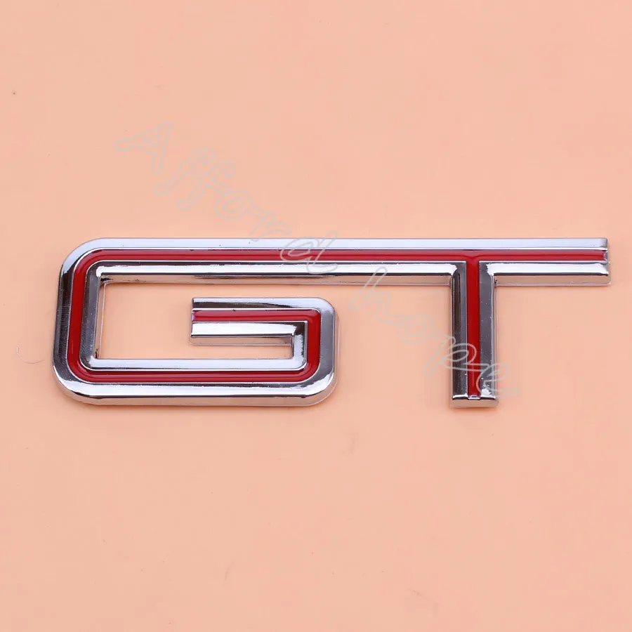 3D Refitting Metal Vehicle Trunk Motorcycle Car GT Logo Sticker Badge Emblem Decal Chrome+Red Universal For GT500 | Автомобили и
