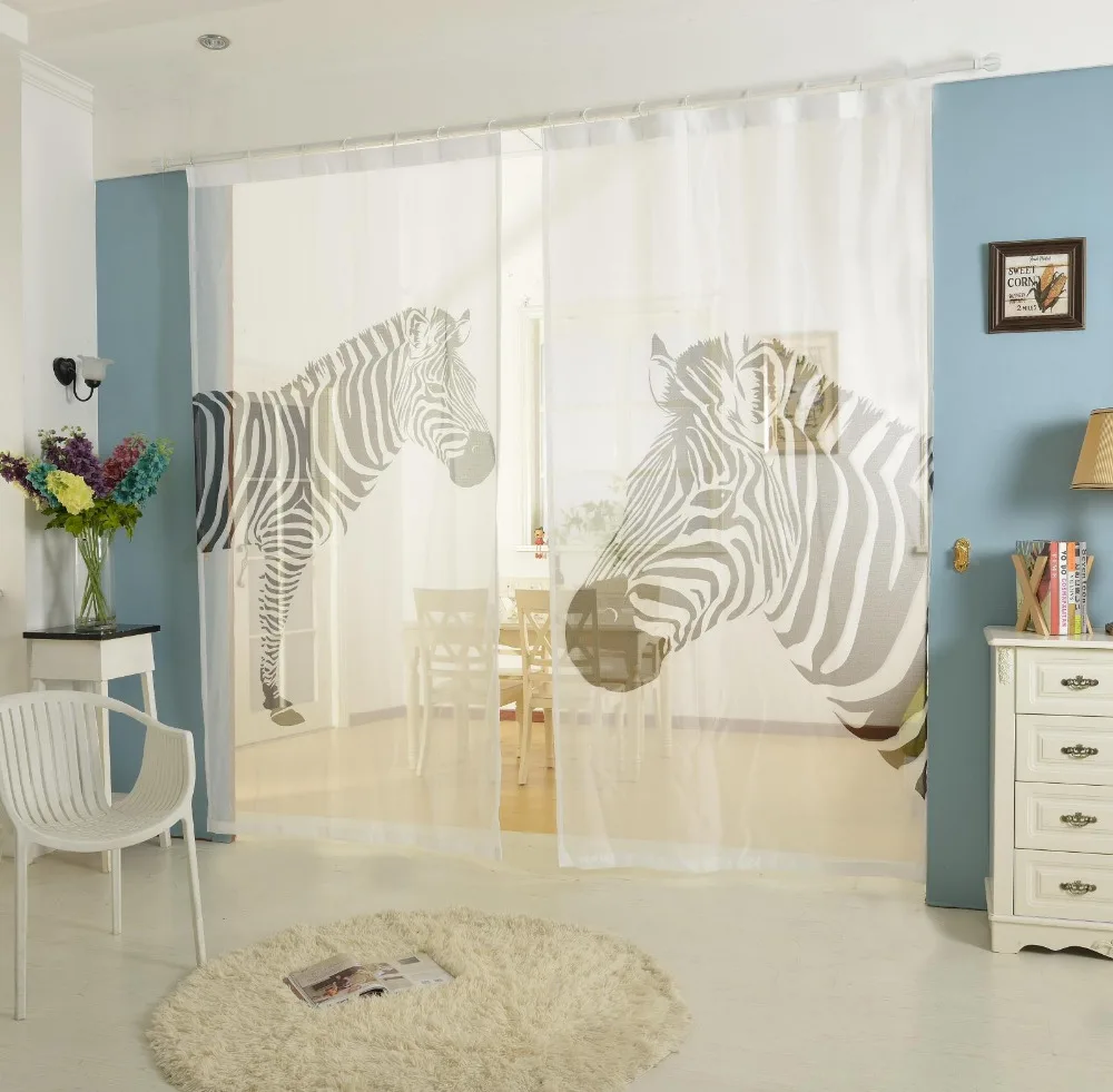 Модные Плотные звуконепроницаемые хлопковые занавески с принтом зебры для