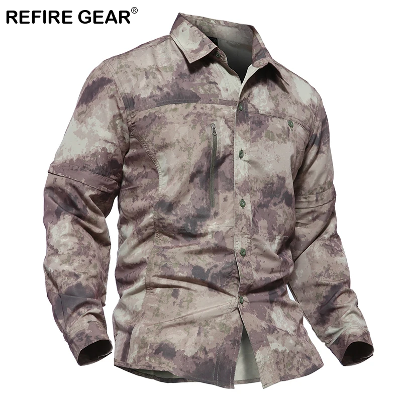 Мужская Уличная камуфляжная рубашка Refire Gear съемная со съемным рукавом дышащая