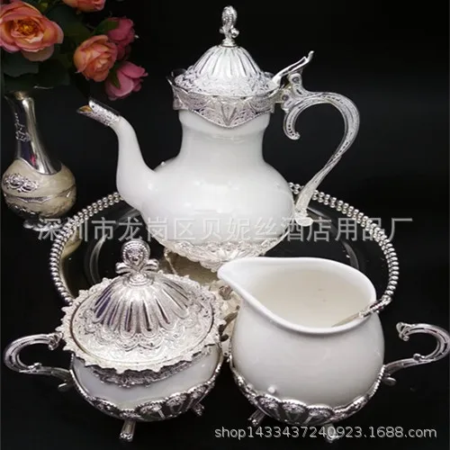 wedding decoration kitchen European Suite Hotel home decoration Metal Coffee Set Zinc Alloy Coffee Set Metal Ceramic Coffee Set