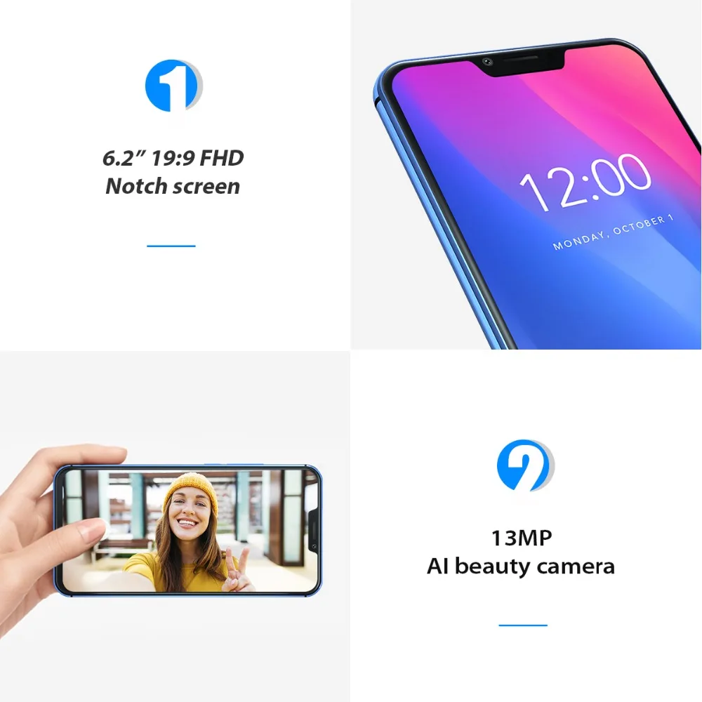 Vernee M8 Pro 6 2 ''notch Экран смартфон ГБ 64 Android 8 1 Octa core телефон 4100 мАч двойная камера AI