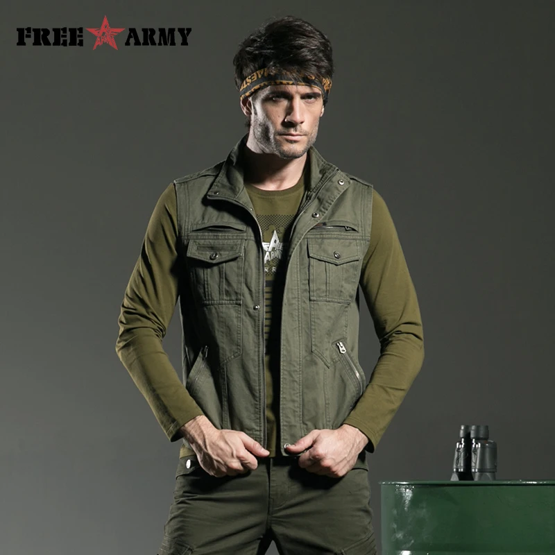 Жилет мужской повседневный из 100% хлопка с карманами | Мужская одежда