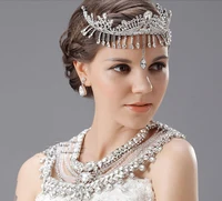 hot luxury rhinestone large tassel bridal hair tiaras crown wedding jewelry accessory