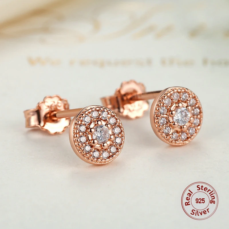 Женские круглые серьги-гвоздики boucle d'oreille из 100% стерлингового серебра 925 пробы