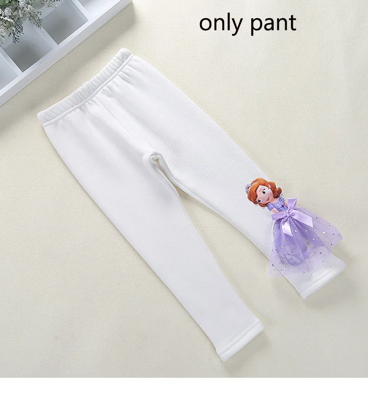 only pant Новые летние комплекты одежды для девочек Детские хлопковые футболки с рисунком Эльзы, кружевная футболка принцессы+ длинные штаны, леггинсы одежда для детей с 3D рисунком - Цвет: only pant