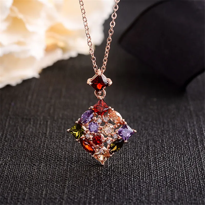 Модное квадратное роскошное ожерелье FYM из натурального фианита ААА золотого