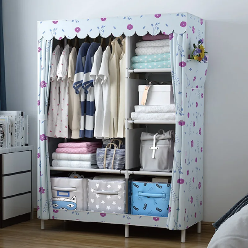 Pastoral Style Kaidi платяной шкаф система для хранения одежды каркасный шкаф Простой DIY нетканый Оксфордский многофункциональный шкаф складной переносная мебель в сборе стальная трубка Пылезащитный для хранения спальни - Цвет: Pastoral Style