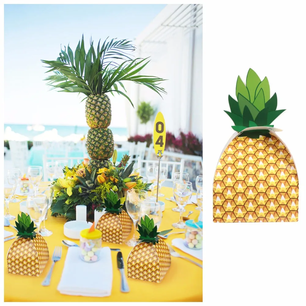 OurWarm 24 шт тропический Luau коробка конфеты ананас Дети День Рождения Вечеринка тема