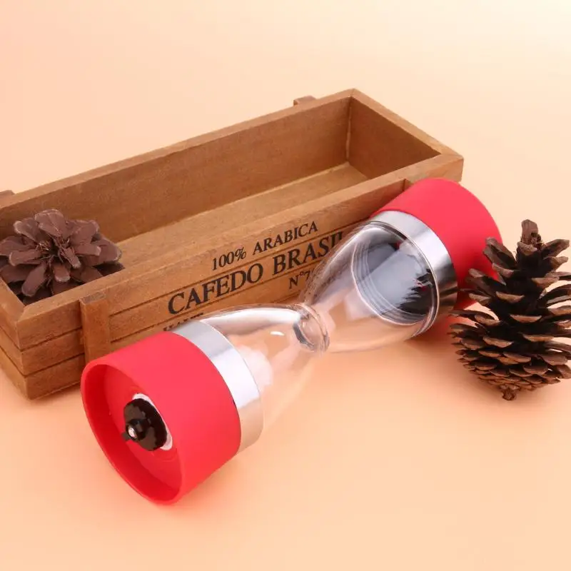 2 In 1 Manual Pepper Mill Salt Pepper Spice Mill Grinders Hourglass Shape Salt Pepper Mills Cooking Tools Kitchen Gadgets