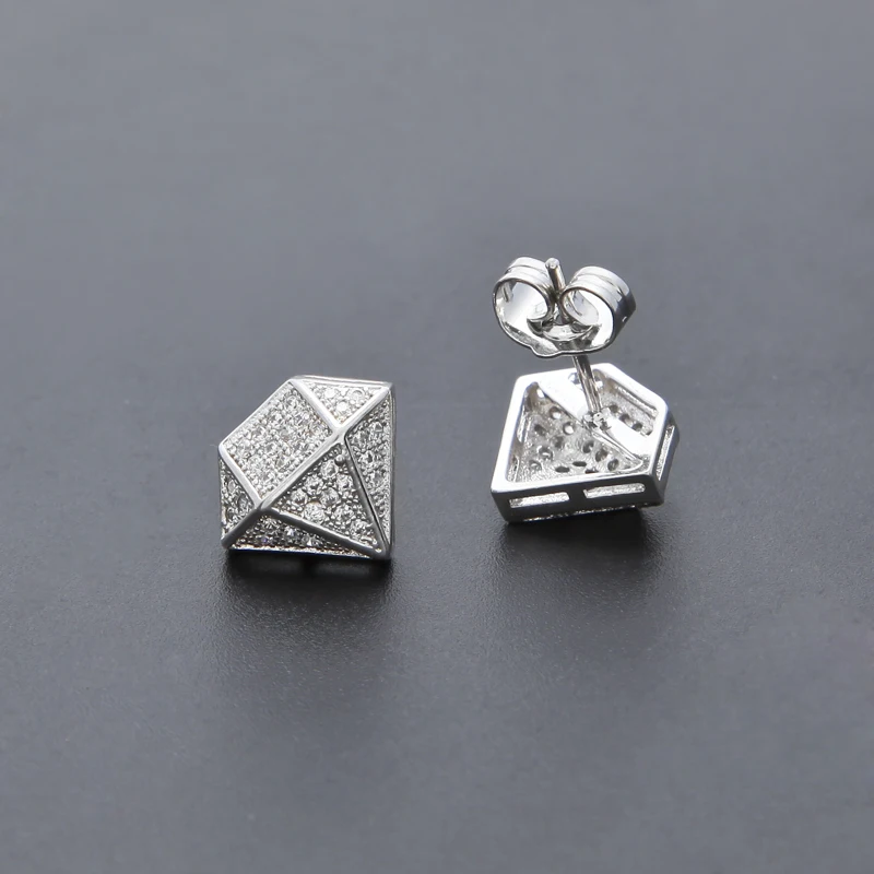 Хип-хоп полный льдом cz Имитация Diamonds Серьги Серебряные Цвет нерегулярные Медь