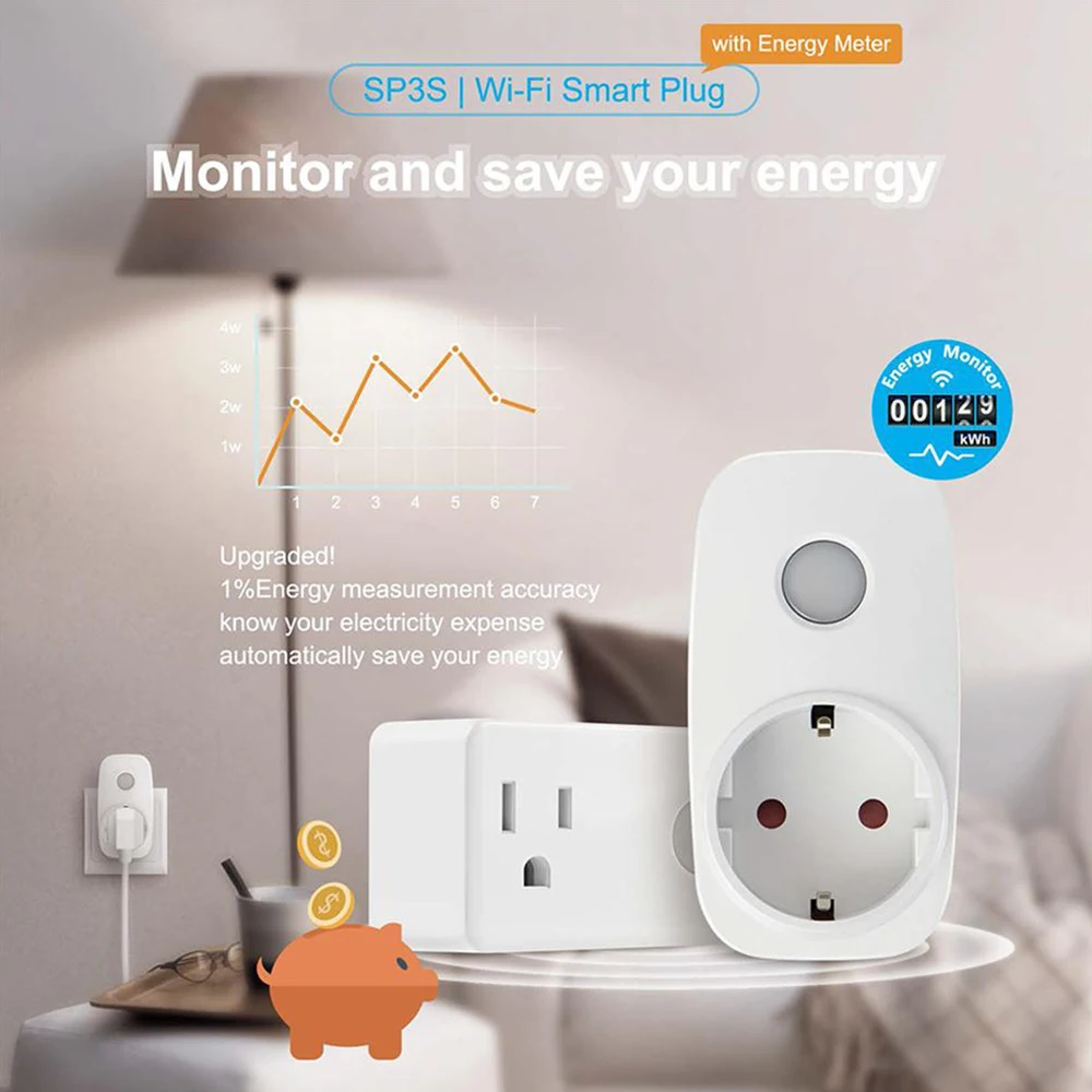 Broadlink умный дом SP3S WiFi переключатель умная розетка работает для Alexa Google Home US EU Power Plug