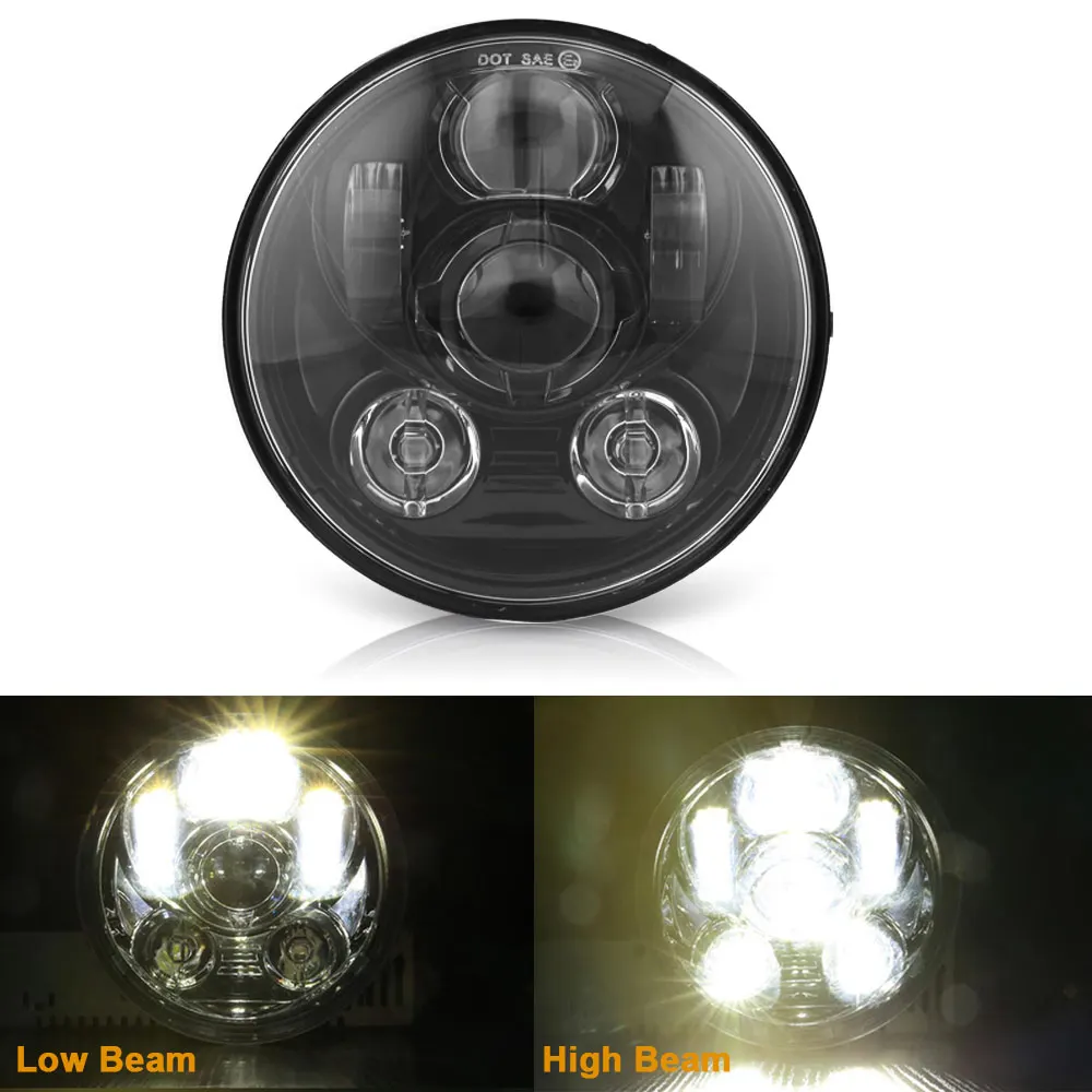 45w black Стиль хромированный 5,75 дюймов светодиодный фонарь 5 3/" светодиодный DRL 50 Вт мотоциклетные фары для Sportster 883 XL883 FXCW - Цвет: 45w black