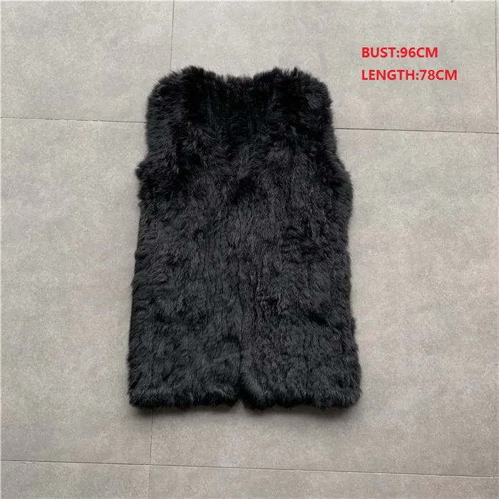 QC01 Женский натуральный мех кролика жилет/куртки кролик вязаный зимний теплый жилет