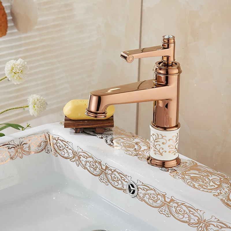 COROTO European Style Gold Plating Luxury Bathroom Basin Faucet Single Handle Vanity Sink Mixer Water Tap With Ceramic 8801C |
