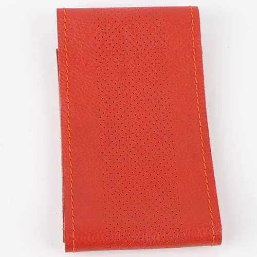 Orange red DIY натуральная кожа чехол рулевого колеса автомобиля с иглами и резьбой Универсальный Funda Volante Cuero - Название цвета: Orange red