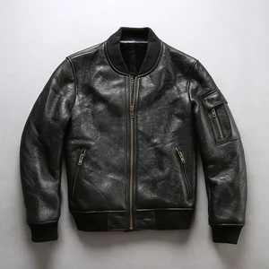 Мужская летная куртка из овчины B3, черная Повседневная куртка-пилот из натуральной овчины, зимние куртки для России, 2021