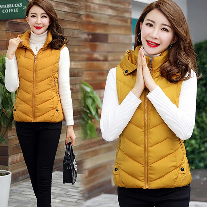 New Korean vest women autumn winter thick Removable cap Hooded plus size sleeveless coat 4XL | Женская одежда