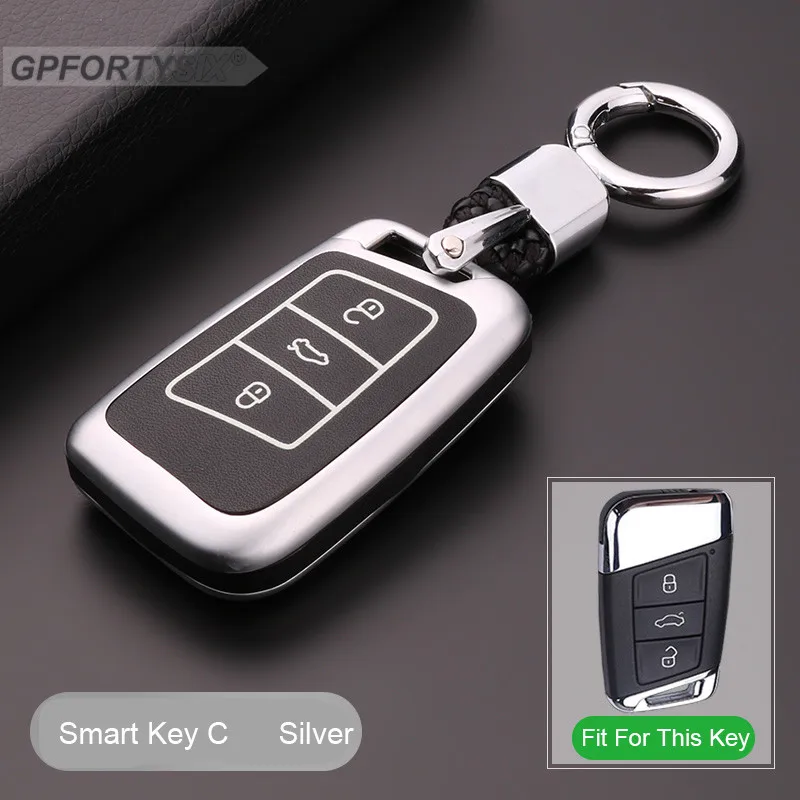 Silver-smart key C Светящийся чехол для ключей автомобиля из цинкового сплава для Volkswagen VW Golf 7 MK7 Tiguan Touran для Skoda Octavia A7 RS Seat Leon Ibiza - Название цвета: Silver-smart key C