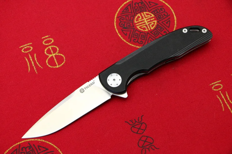 Black handle TIGEND CF1010 Флиппер складной нож D2 лезвие G10+ стальная ручка Кемпинг Охота Открытый выживания карманные кухонные ножи инструменты - Цвет: Black handle