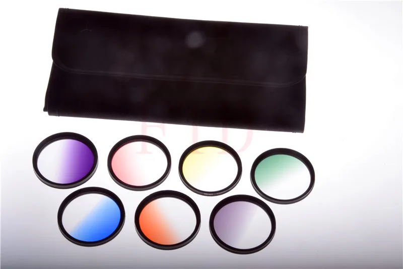 7pcs/lot 37mm Rotating Gradual grey green orange yellow red blue purple Grad color Lens Filter Kit for Canon EOS 60D 70D lens |
