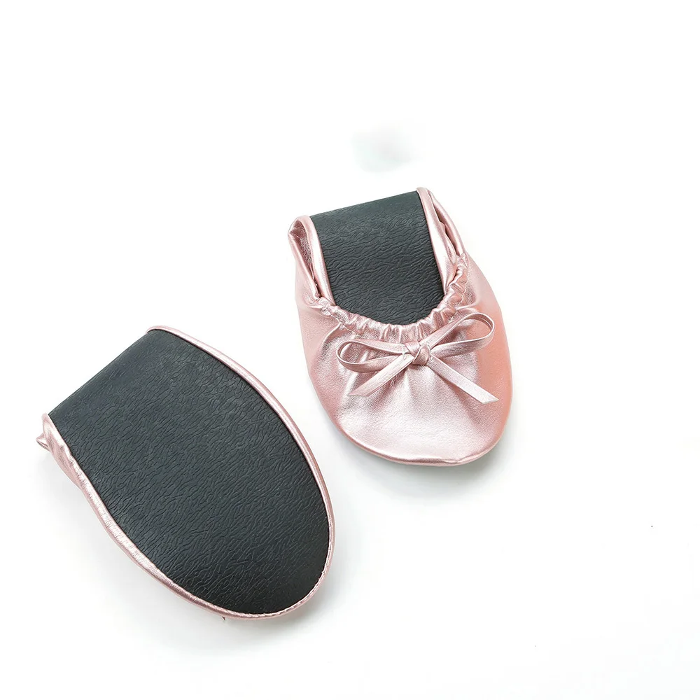 Бесплатная доставка! Складные Тапочки на плоской подошве розового золота для