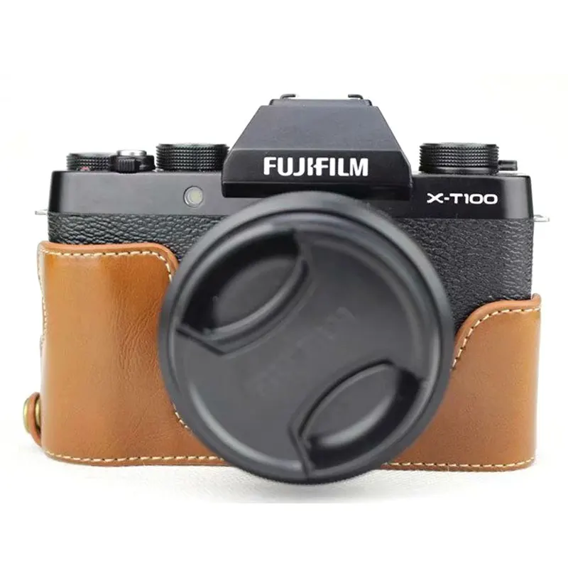 Роскошный кожаный чехол для фотоаппарата Fujifilm X T100 Fuji XT100 полиуретановая сумка на