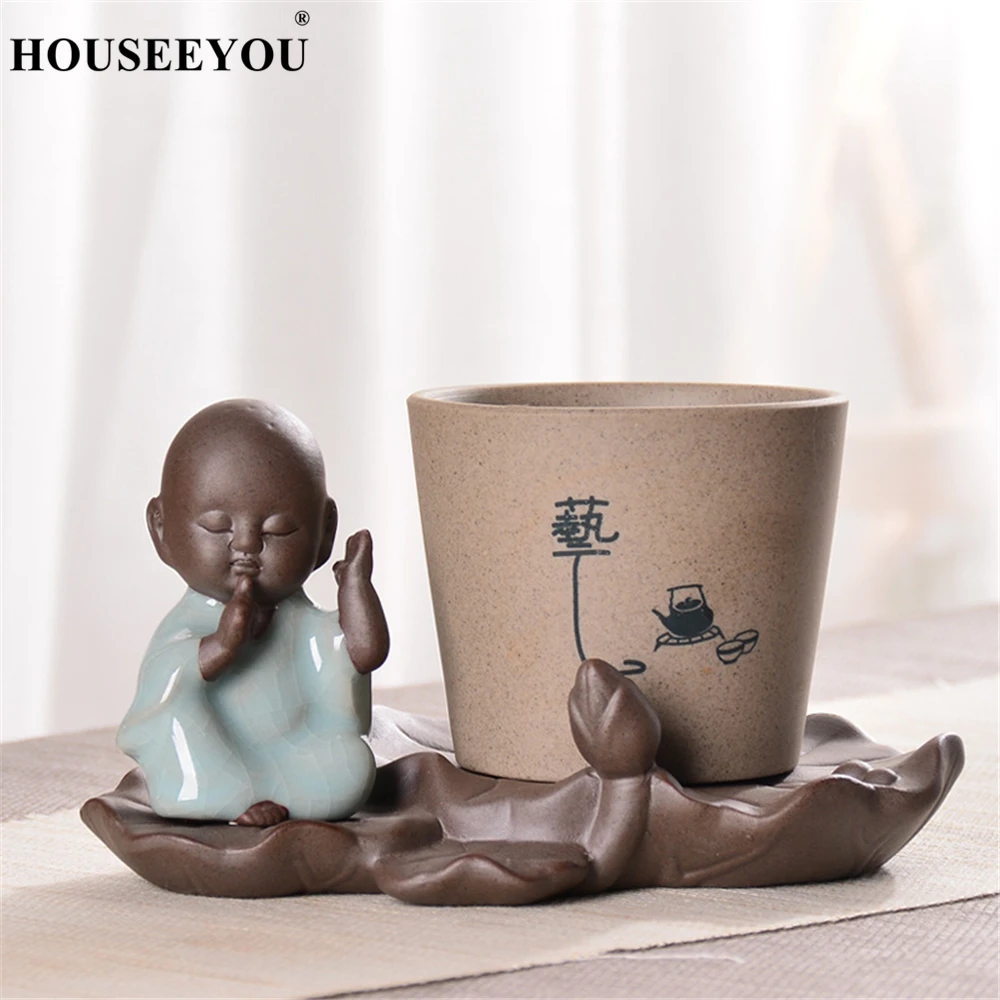 Китайский цветочный горшок Zen Monk Buddha керамические украшения из фиолетового песка