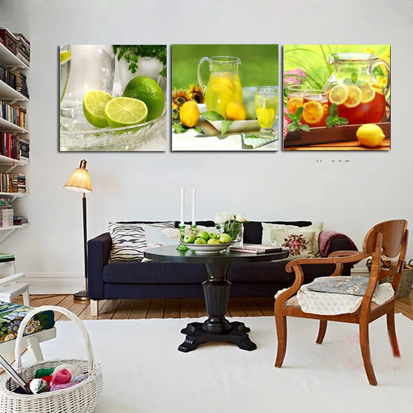 2017 украшения для кухни холст Современная Настенная живопись фрукты чай с лимоном