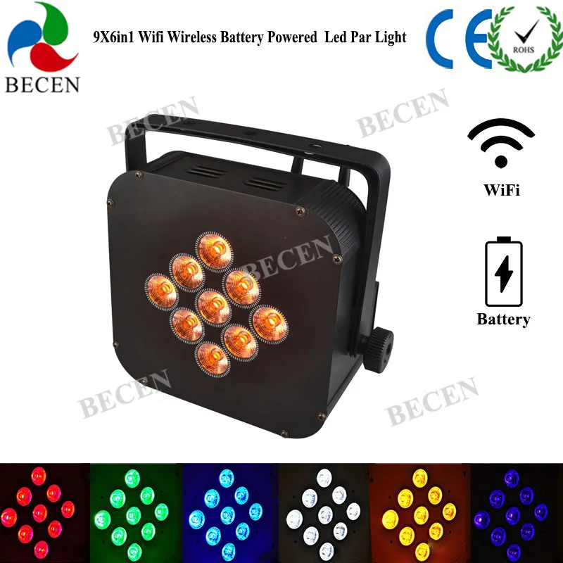 9x6in1 перезаряжаемый сценический свет Wifi Беспроводная батарея мощность Led Par