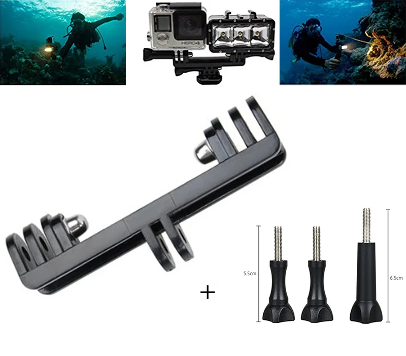 Аксессуары для GoPro переходник с двойным креплением + винт 2 камер Gopro/Для Gopro и