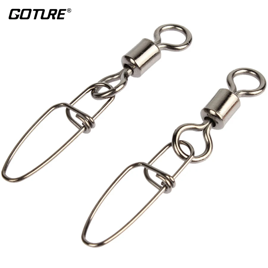 

Goture 200 шт./лот рыболовные крючки вращающиеся Вертлюги с страховой защелкой рыболовный крючок Размер 6, 4, 2 рыболовный соединитель