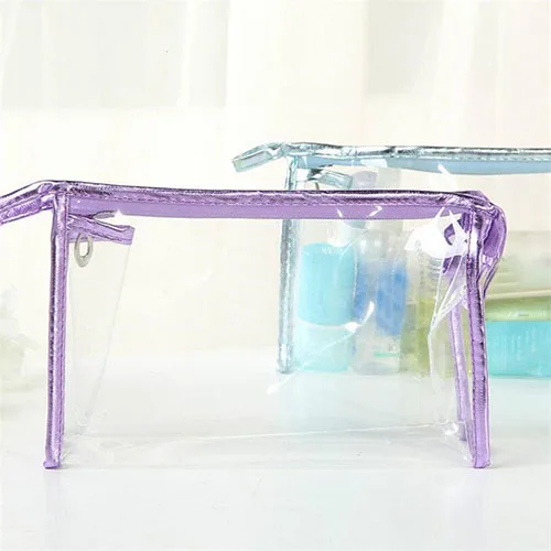 purple ПВХ женская косметичка для макияжа Водонепроницаемая прозрачная косметичка органайзер для хранения моющийся прозрачный для путешествий - Цвет: purple