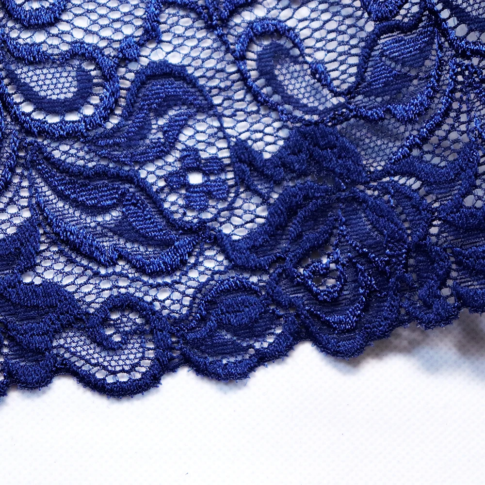 

2 Yards 16 cm Width Embroidered Elastic Lace Trim For DIY Clothing Accessories Sewing Materials Garter Stretch Lace Fabrics Blue