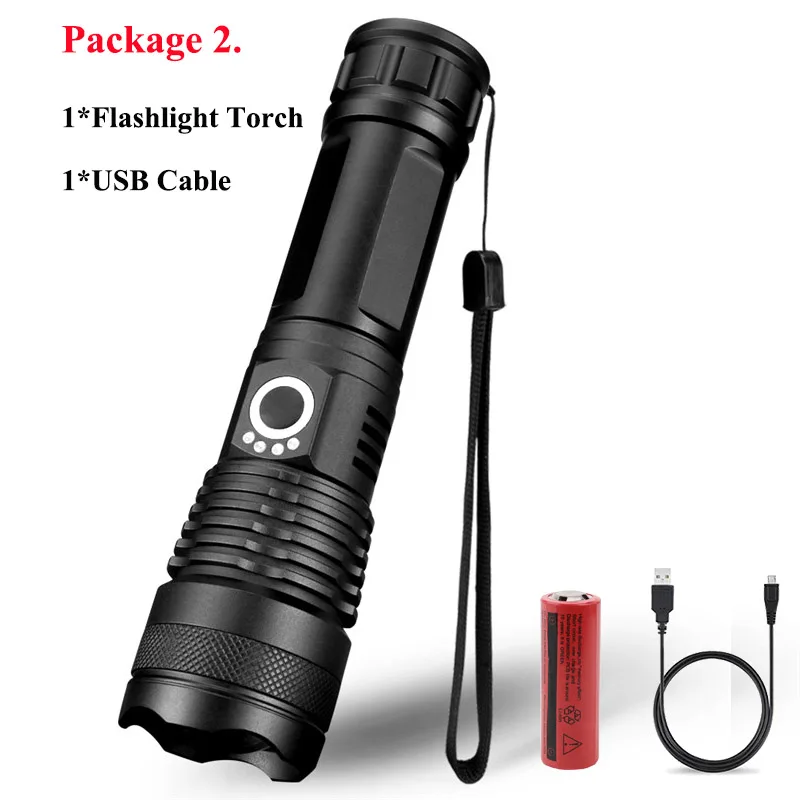 Package 2 SANYI XHP70 XHP50 светодиодный фонарик фонарь USB перезаряжаемая лампа Zoomable Tactical defense 26650 фонарь для кемпинга и охоты - Испускаемый цвет: Package 2