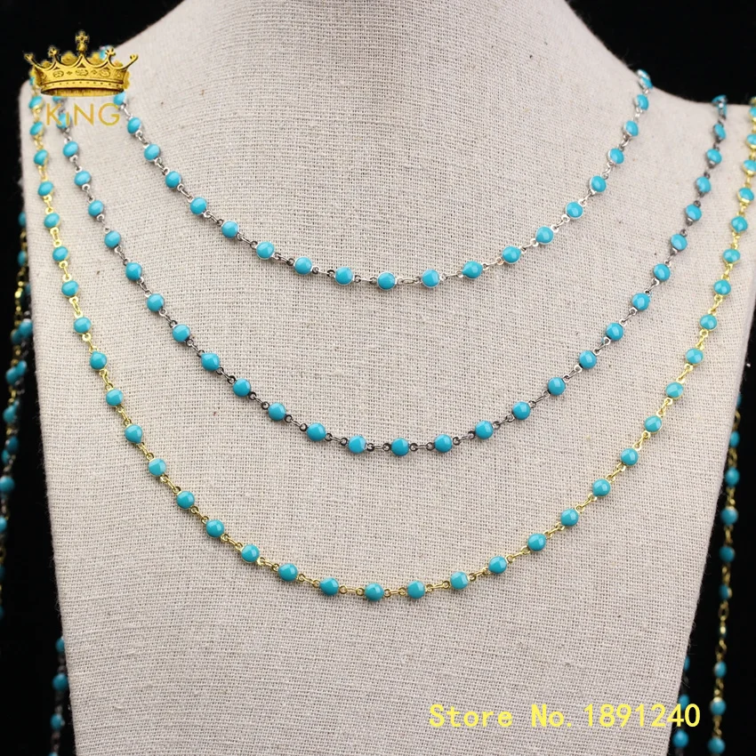 5 метров оптом бирюзовые синие эмалированные бусины четки цепи стеклянные