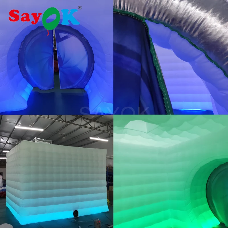 Стиль в форме камеры надувные фото надувная палатка Свадебные Booth белый внутри с светодиодный для свадьбы рекламы Вечерние