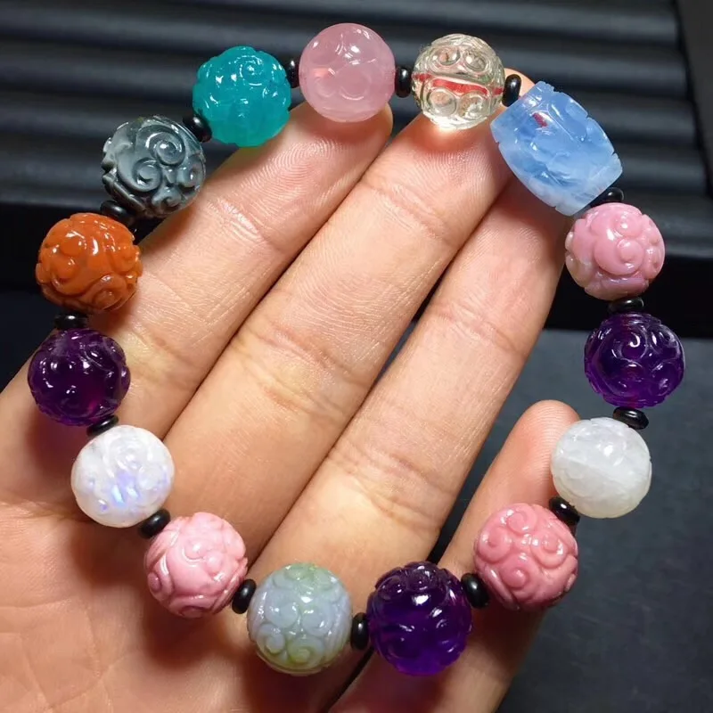 11 4 мм натуральный Радужный смешанный камень аметист лунный Амазонит розовые