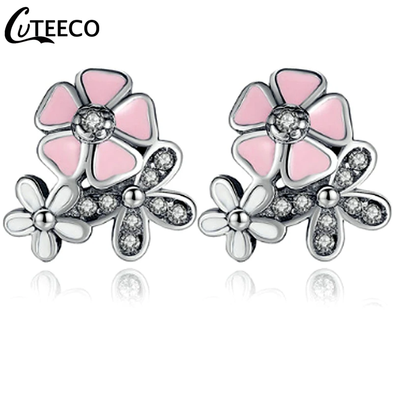 Лидер продаж серьги гвоздики CUTEECO с цветком маргаритки радужным сердцем из