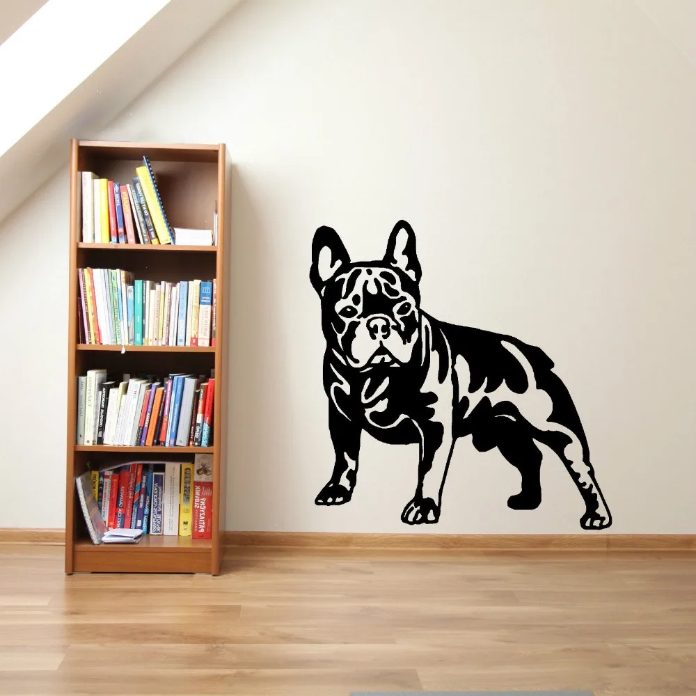

Цветная виниловая настенная наклейка Cutom с изображением французского бульдога собаки, наклейка для гостиной, наклейка, обои с изображением ...