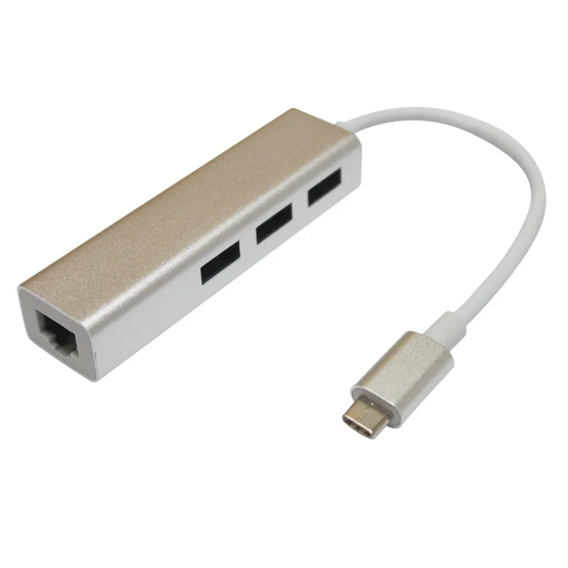 Хаб Usb Type C KEMBONA 4 в 1 сетевой адаптер 1000 Мбит/с с портом Ethernet и 3 портами USB 0