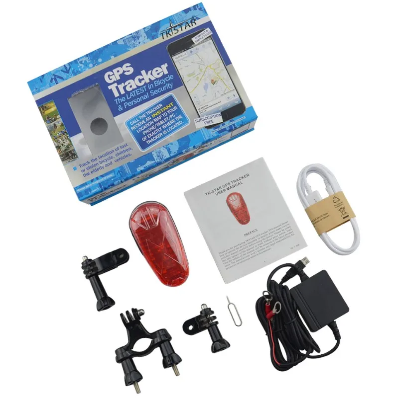 with charger and box Скрытый велосипедный gps трекер Tk906 с сигнализацией движения, велосипедный задний светильник, велосипедный светильник, gps локатор, устройство слежения за велосипедом, бесплатное приложение - Цвет: with charger and box