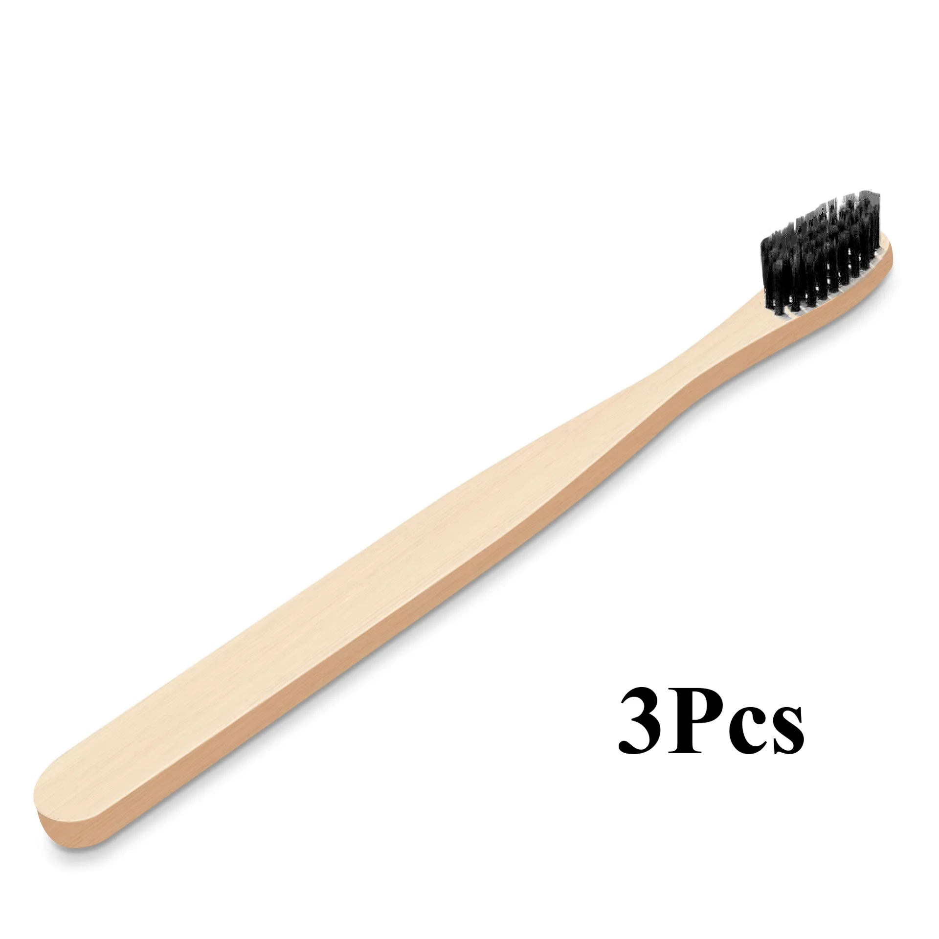 3Pcs Black Fulljion бамбуковая зубная щетка, натуральная Экологичная зубная щетка, отбеливание зубов, портативная Мягкая зубная щетка для личного здоровья - Цвет: 3Pcs Black