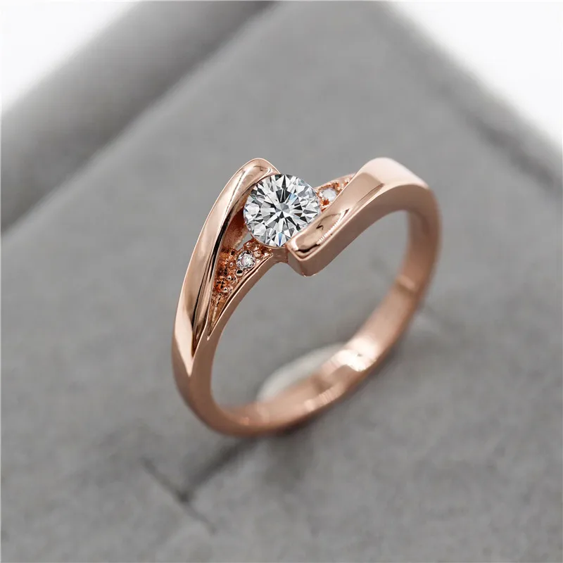 Uloveido серебряный цвет свадебные ювелирные изделия кольца для женщин Кристалл обручальное кольцо с кубическим цирконием женское розовое золото цвет Anillos J045