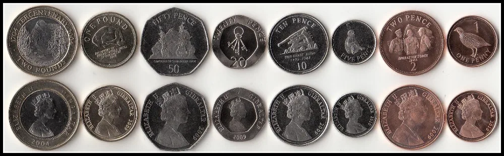 

8pcs Gibraltar Islands coin original coin collection Not circulated