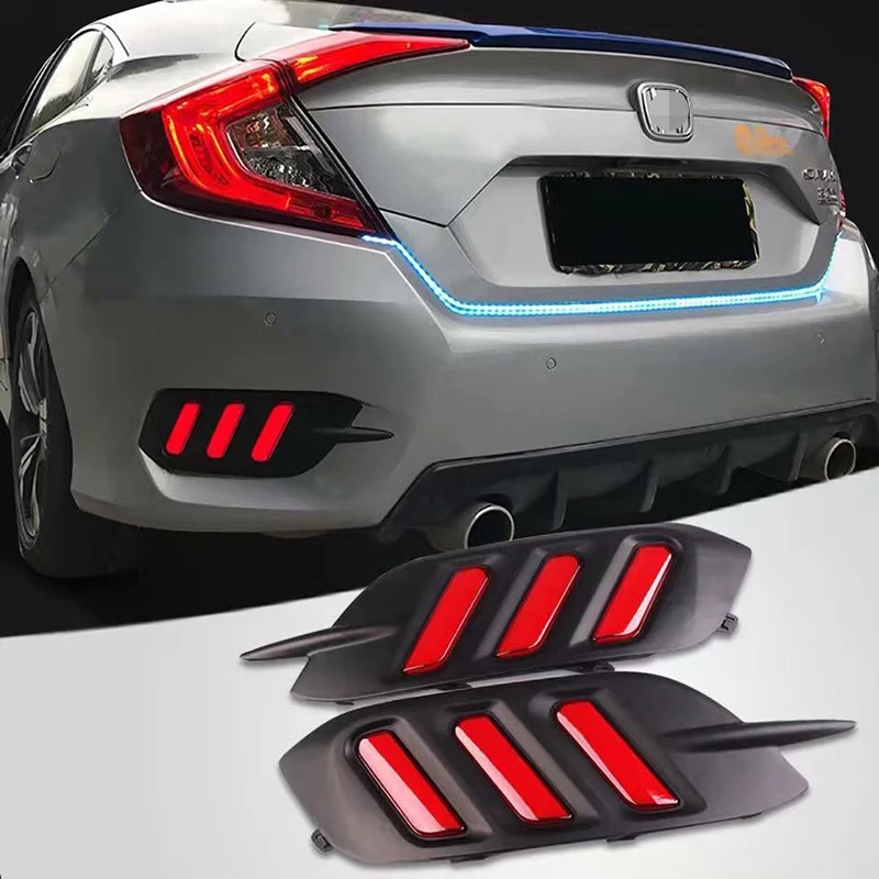 

For Honda Civic 2016-2017 4RD Red LED Rear Bumper Reflector Rear Fog Light Car styling accessories