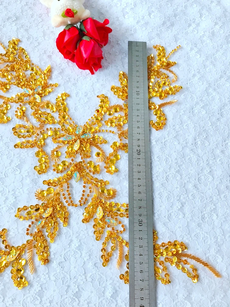 38*21 см ручной работы черный кристалл патчи отделка пришить стразы аппликация для платья аксессуары