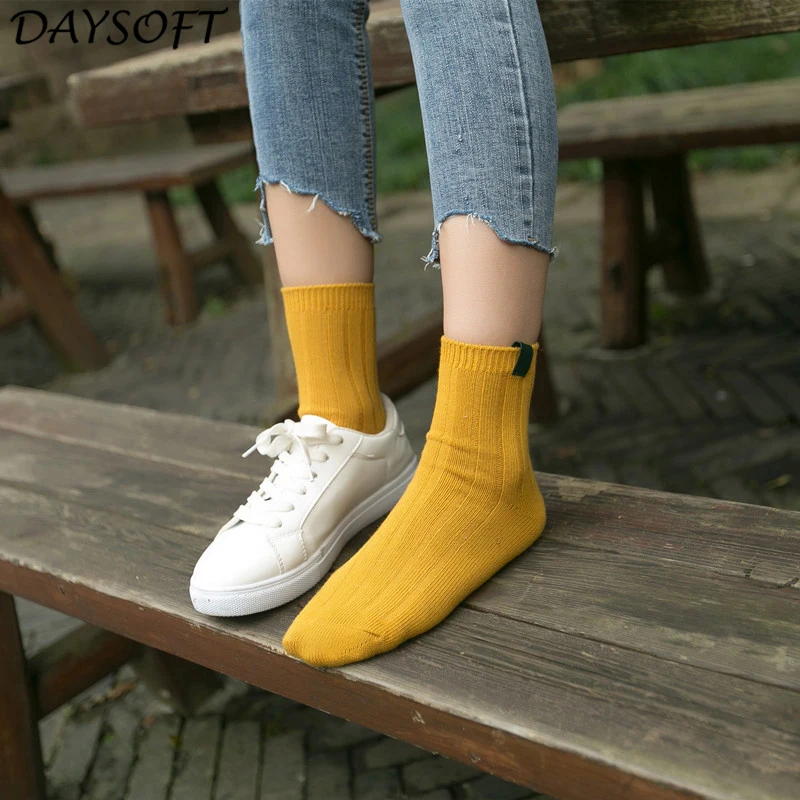 DAYSOFT теплые вязаные носки на весну и зиму Для женщин Дамы Harajuku ретро японский