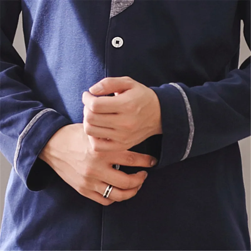 Мужской вязаный хлопок лацкан Весна длинный рукав | Мужская одежда