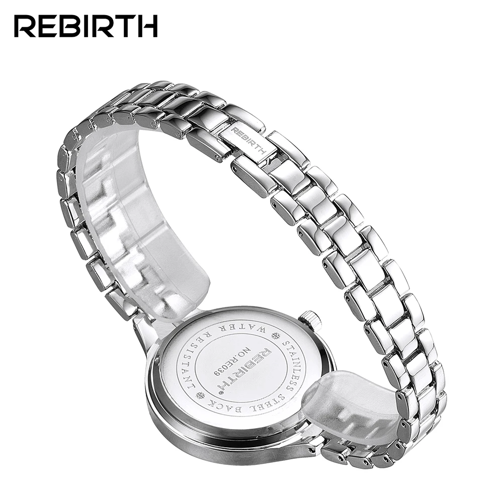 

REBIRTH New 2016 Fashion Women Luxury Noble Dance Wrist Quartz Watch Stainless Steel Casual Gold retro Silver Ladies Wristwatch